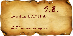 Ivanics Bálint névjegykártya