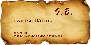 Ivanics Bálint névjegykártya